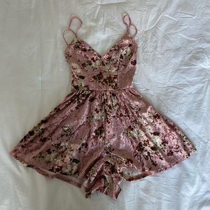 velvet open back romper